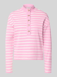 Ringel Polo Shirt mit Schmuckknopf von Christian Berg Woman Pink - 36