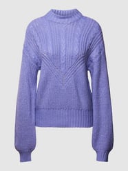 Sweter z dzianiny ze stójką model ‘NOVA STELLA’ od Object Fioletowy - 13