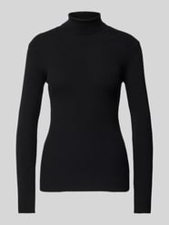 Slim Fit Rollkragenpullover in Ripp-Optik Modell 'MIRA' von Pieces Schwarz - 14