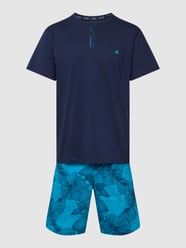 Pyjama mit Label-Stitching Modell 'FANO' von HOM Blau - 20