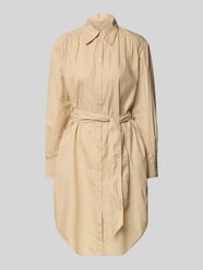 Knielanges Kleid mit Bindegürtel Modell 'Delegant' von BOSS Orange Beige - 1