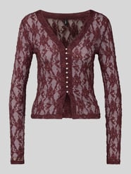 Slim Fit Langarmshirt in semitransparenter Optik Modell 'ALBA' von Only Bordeaux - 40