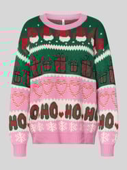 Regular fit kersttrui met glitterdetails, model ''XMAS HOHO' van Only Fuchsia - 26