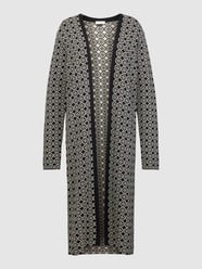 Longcardigan mit Allover-Muster von Milano Italy Schwarz - 8