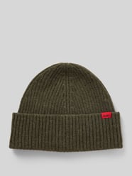 Beanie van scheerwol met labelpatch, model 'Xola' van HUGO Groen - 14