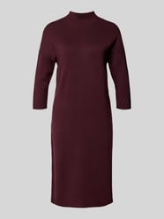 Knielange jurk met opstaande kraag en 3/4-mouwen van comma Bordeaux - 4