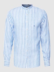 Slim fit linnen overhemd met streepmotief van Fynch-Hatton Blauw - 22