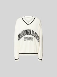 Oversized Pullover mit V-Ausschnitt von MM6 Maison Margiela Beige - 1