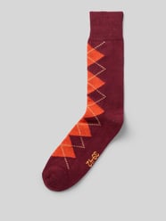 Socken mit Kaschmir-Anteil im Karo-Design von UNIO HAMBURG Bordeaux - 12