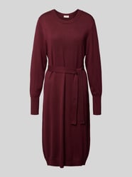 Overhemdjurk van viscosemix met strikceintuur, model 'Conny' van FREE/QUENT Bordeaux - 38