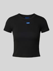 Cropped T-Shirt mit Label-Patch Modell 'Baby Tee' von Hugo Blue Schwarz - 47