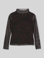 Langarmshirt mit semitransparentem Mesh-Besatz von s.Oliver BLACK LABEL Bordeaux - 18