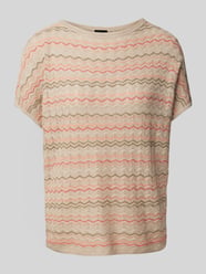 Loose Fit Stricktop aus Viskose-Mix mit Zackenmuster von s.Oliver BLACK LABEL Beige - 16
