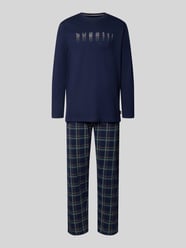 Regular Fit Pyjama mit Label-Print von bugatti - 2
