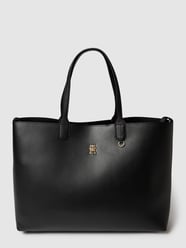 Torba shopper z aplikacją z logo model ‘ICONIC’ od Tommy Hilfiger Czarny - 30