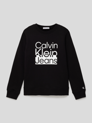 Sweatshirt met labelprint, model 'BOX LOGO' van Calvin Klein Jeans Zwart - 12