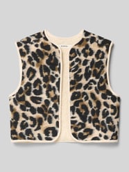 Regular Fit Weste aus Teddyfell mit Allover-Animal-Print von Garcia - 36