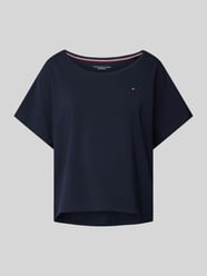 T-Shirt mit Rundhalsausschnitt und Label-Stitching von TOMMY HILFIGER Blau - 40