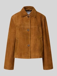Lederjacke mit Umlegekragen und Eingrifftaschen von Jake*s Casual Beige - 13