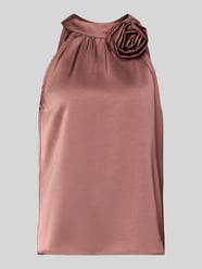 Blusentop aus Satin mit floraler Applikation Modell 'Rosette' von Neo Noir Pink - 29