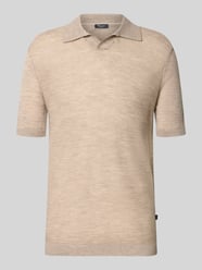 Slim Fit Poloshirt aus Schurwolle mit Strukturmuster von MAERZ Muenchen Beige - 15