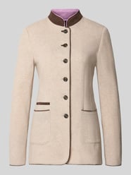 Żakiet o kroju slim fit z mieszanki wełny lana ze stójką od White Label - 7