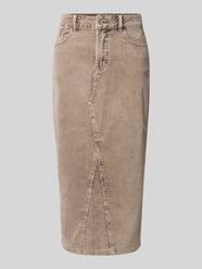 Midirok van corduroy met steekzakken van Buena Vista Beige - 18