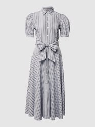 Midikleid mit Streifenmuster und Taillengürtel von Lauren Ralph Lauren Grau / Schwarz - 16