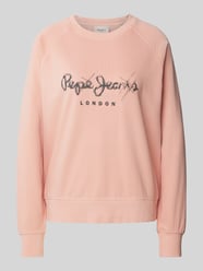 Sweatshirt met labelprint, model 'LUPITA' van Pepe Jeans Fuchsia - 3