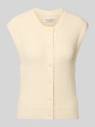 Regular fit mouwloos vest van een mix van bouclé en katoen van Marc O'Polo Beige - 14