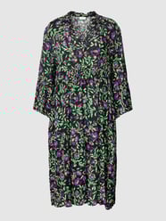 Knielanges Kleid aus Viskose mit Animal-Print Modell 'Isolde' von Kaffe Schwarz - 39