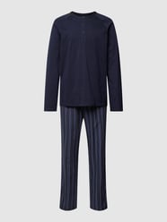 Pyjama mit Knopfleiste von Schiesser Blau - 12
