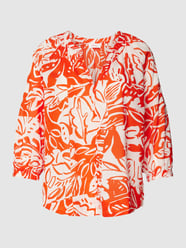 Bluzka z kołnierzem z lamówką model ‘Voile’ od s.Oliver RED LABEL Pomarańczowy - 34