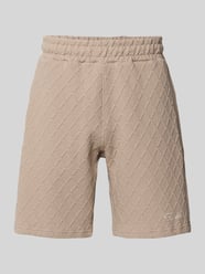 relaxed fit korte broek met structuurpatroon model 'Jovren' van PEGADOR Beige - 46