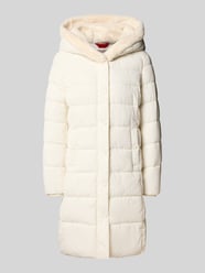 Gewateerde lange jas met imitatiebont en steekzakken van Christian Berg Woman Selection - 43