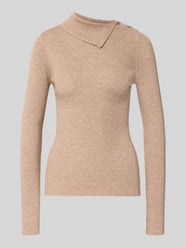 Slim Fit Pullover aus Viskose-Mix in Strick-Optik von MYON Beige - 6