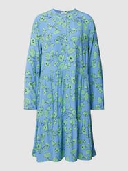 Knielanges Hemdblusenkleid aus Viskose mit Allover-Muster von Jake*s Casual Blau - 19