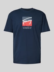 Regular Fit T-Shirt mit Label-Print von Tommy Jeans Blau - 16