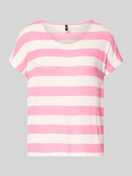 Regular fit T-shirt van viscosemix model 'WIDE STRIPE' van VERO MODA Fuchsia - 8