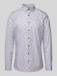 Slim Fit Businesshemd mit feinem Allover-Muster von OLYMP No. Six Braun - 6