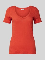 Slim Fit T-Shirt aus reiner Baumwolle mit V-Ausschnitt von Marc O'Polo Orange - 20