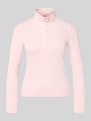 Bluzka z długim rękawem o kroju slim fit z mieszanki bawełny od Marc Cain Fuksjowy - 43
