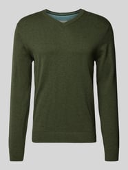 Regular fit gebreide pullover met V-hals van Tom Tailor Groen - 17