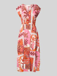 Midikleid im Allover-Look mit V-Ausschnitt von Milano Italy - 23