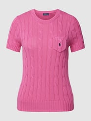 Strickshirt mit Zopfmuster von Polo Ralph Lauren Rosa - 44
