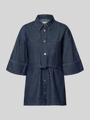 Bluzka koszulowa w tkaninie stylizowanej na denim z kieszeniami na piersi od COMMA - 48