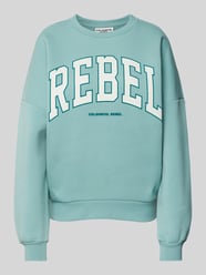 Sweatshirt mit Label-Print von Colourful Rebel Türkis - 14