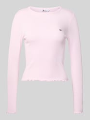 Bluzka z długim rękawem o kroju slim fit z mieszanki bawełny od Tommy Jeans Fuksjowy - 29