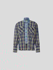 Freizeithemd mit Karomuster von Greg Lauren Blau - 3