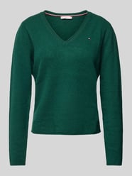 Sweter z dzianiny z wyhaftowanym logo od Tommy Hilfiger Zielony - 46